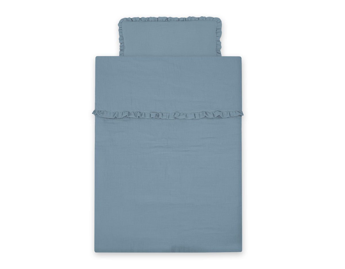 Bedding set MUSLIN 2-pcs with frill 100x135 – pastel blue