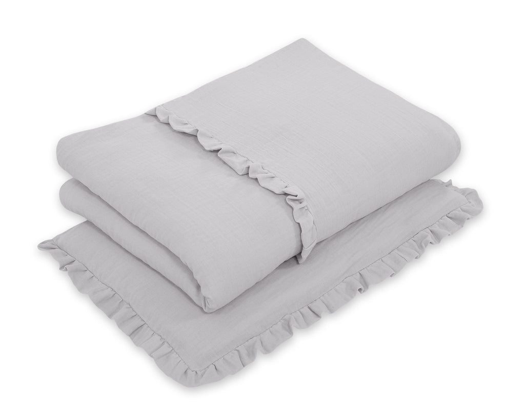 Bedding set MUSLIN 2-pcs with frill 100x135 – gray