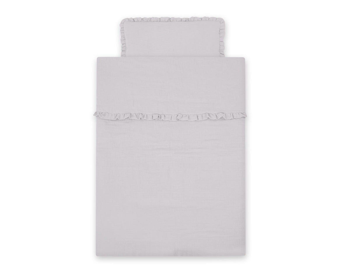 Bedding set MUSLIN 2-pcs with frill 100x135 – gray