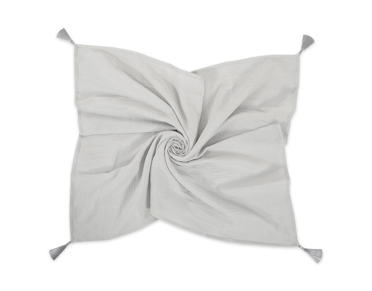 Muslin blanket for kids with tassels - grey