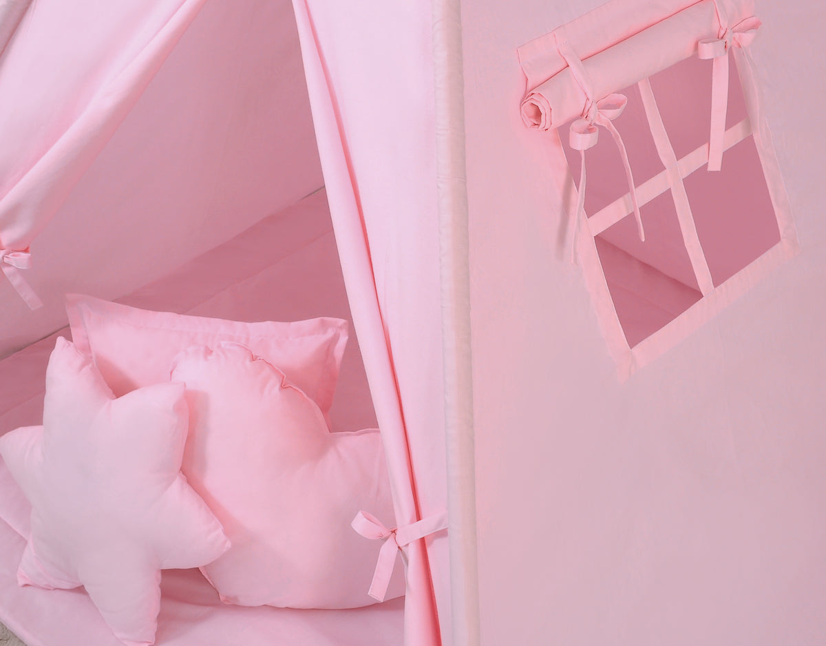 Teepee tent for kids +play mat + decorative feathers - pink