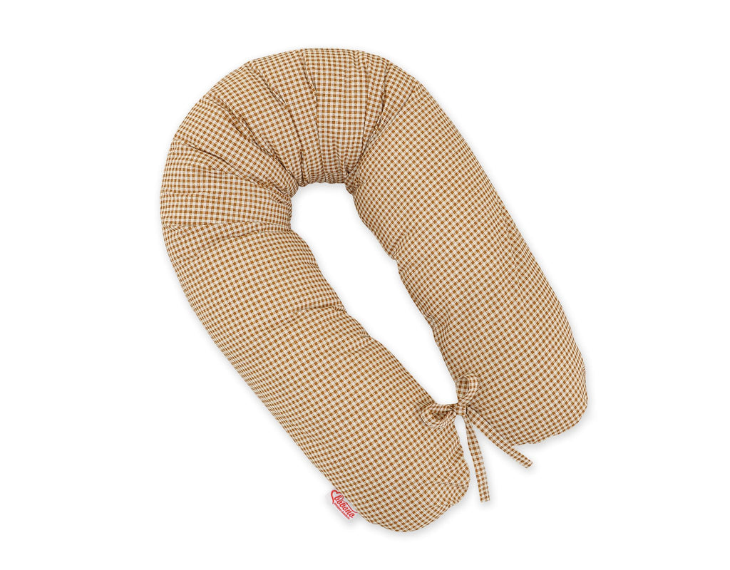 Pregnancy pillow- Longer, removable pillowcase - Brown checkered