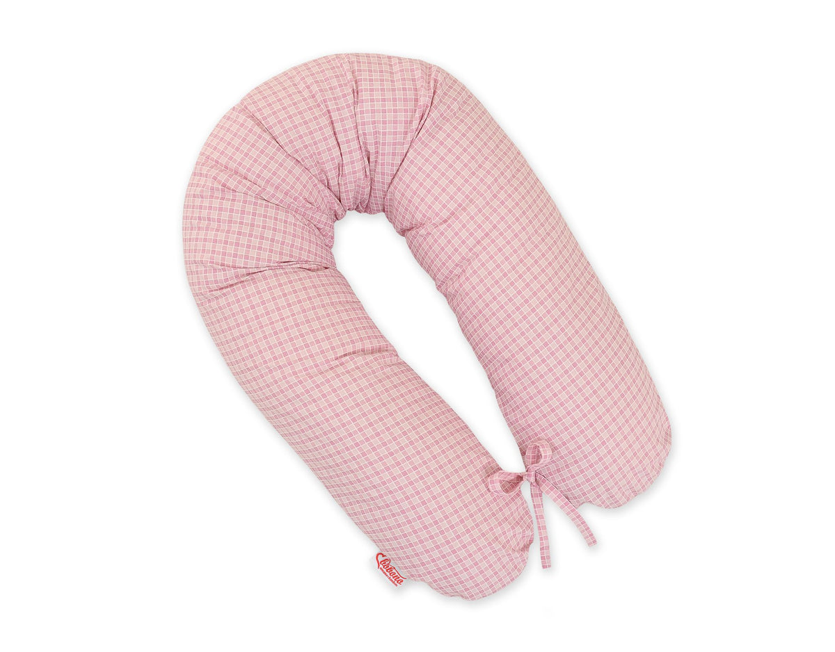 Pregnancy pillow- Longer, removable pillowcase - Pink check