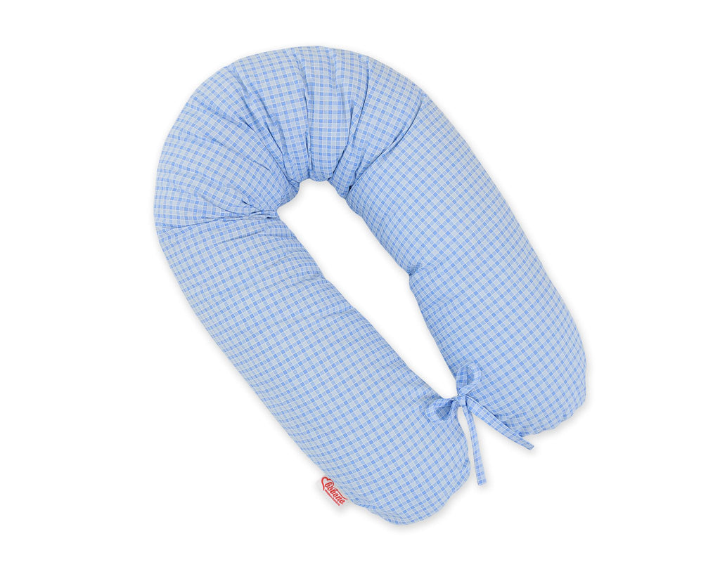 Pregnancy pillow- Longer, removable pillowcase - Blue checkered