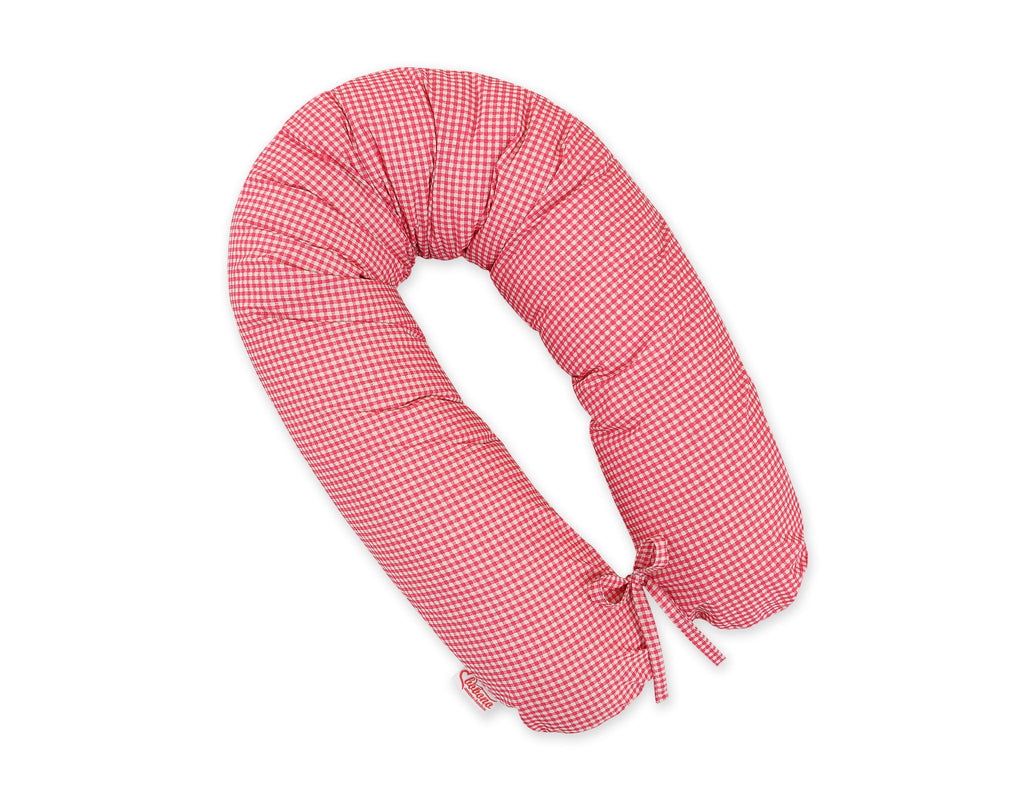 Pregnancy pillow- Longer, removable pillowcase - Dark pink checkered