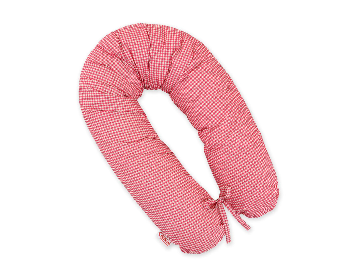Pregnancy pillow- Longer, removable pillowcase - Dark pink checkered