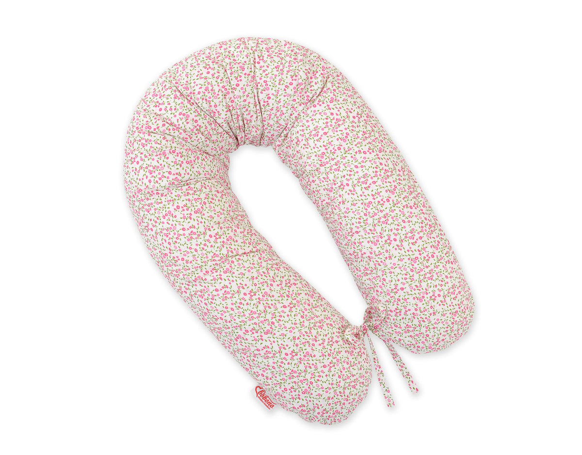 Pregnancy pillow- Longer, removable pillowcase - Little pink flowers