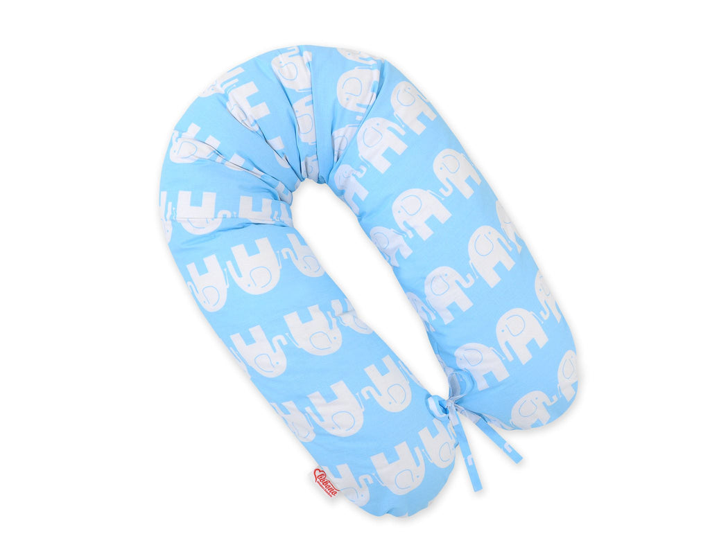 Pregnancy pillow- Longer, removable pillowcase - Elephants blue