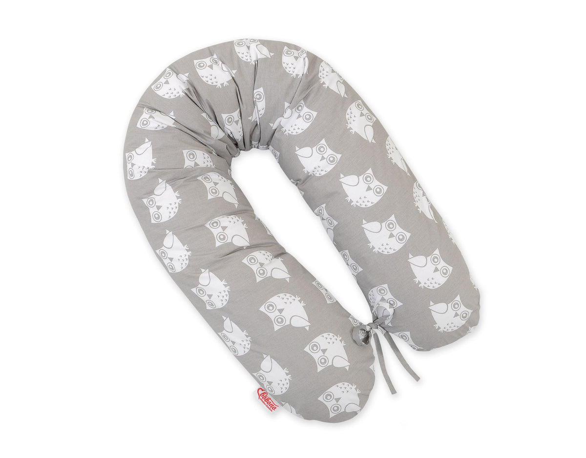 Pregnancy pillow- Longer, removable pillowcase - Owls grey