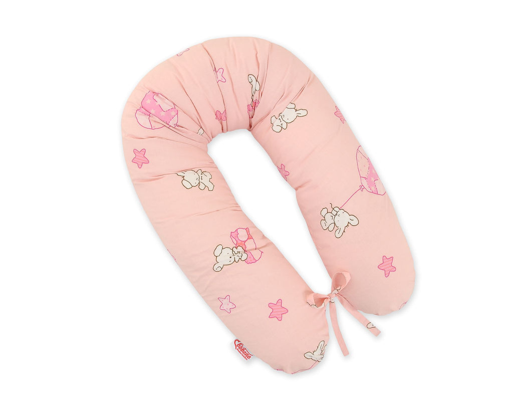 Pregnancy pillow- Longer, removable pillowcase - Teddy bear with balloon pink