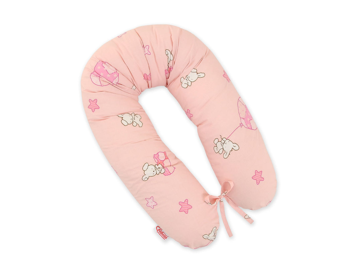 Pregnancy pillow- Longer, removable pillowcase - Teddy bear with balloon pink