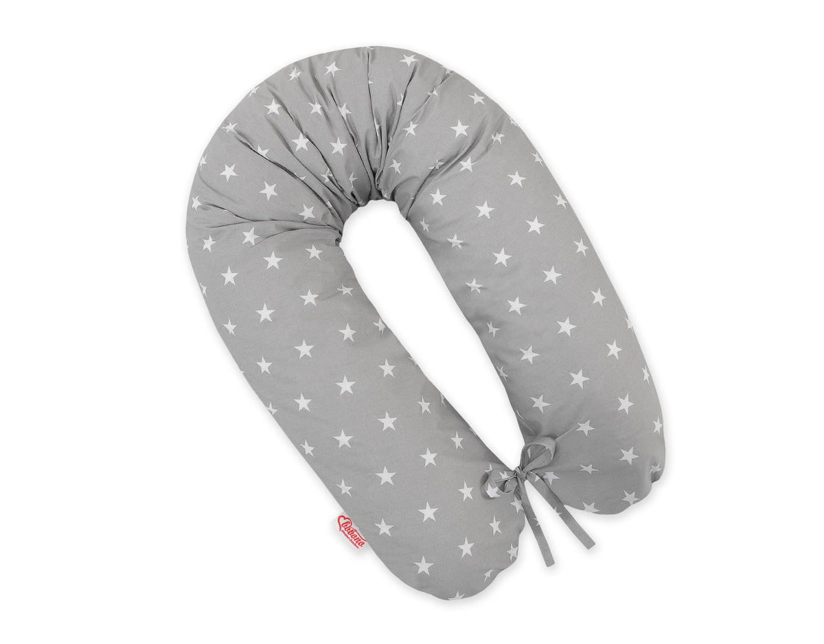 Pregnancy pillow- Longer, removable pillowcase - Grey Stars