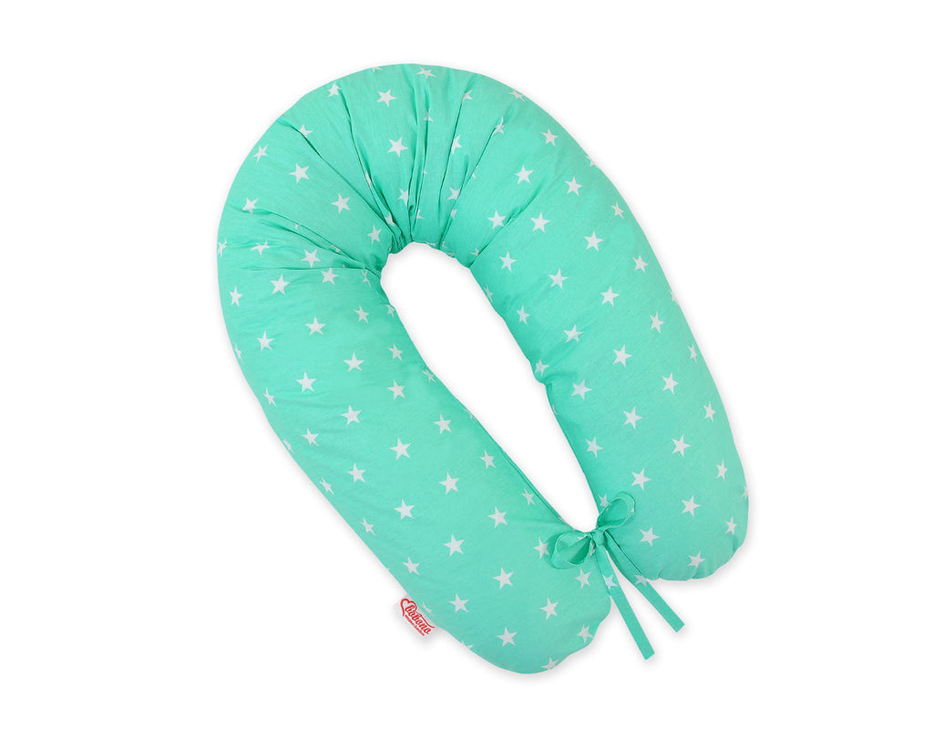 Pregnancy pillow- Longer, removable pillowcase - Mint stars