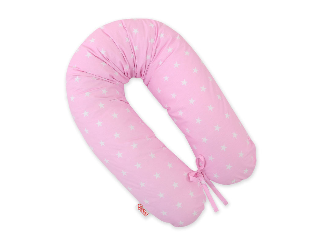 Pregnancy pillow- Longer, removable pillowcase - Pink stars