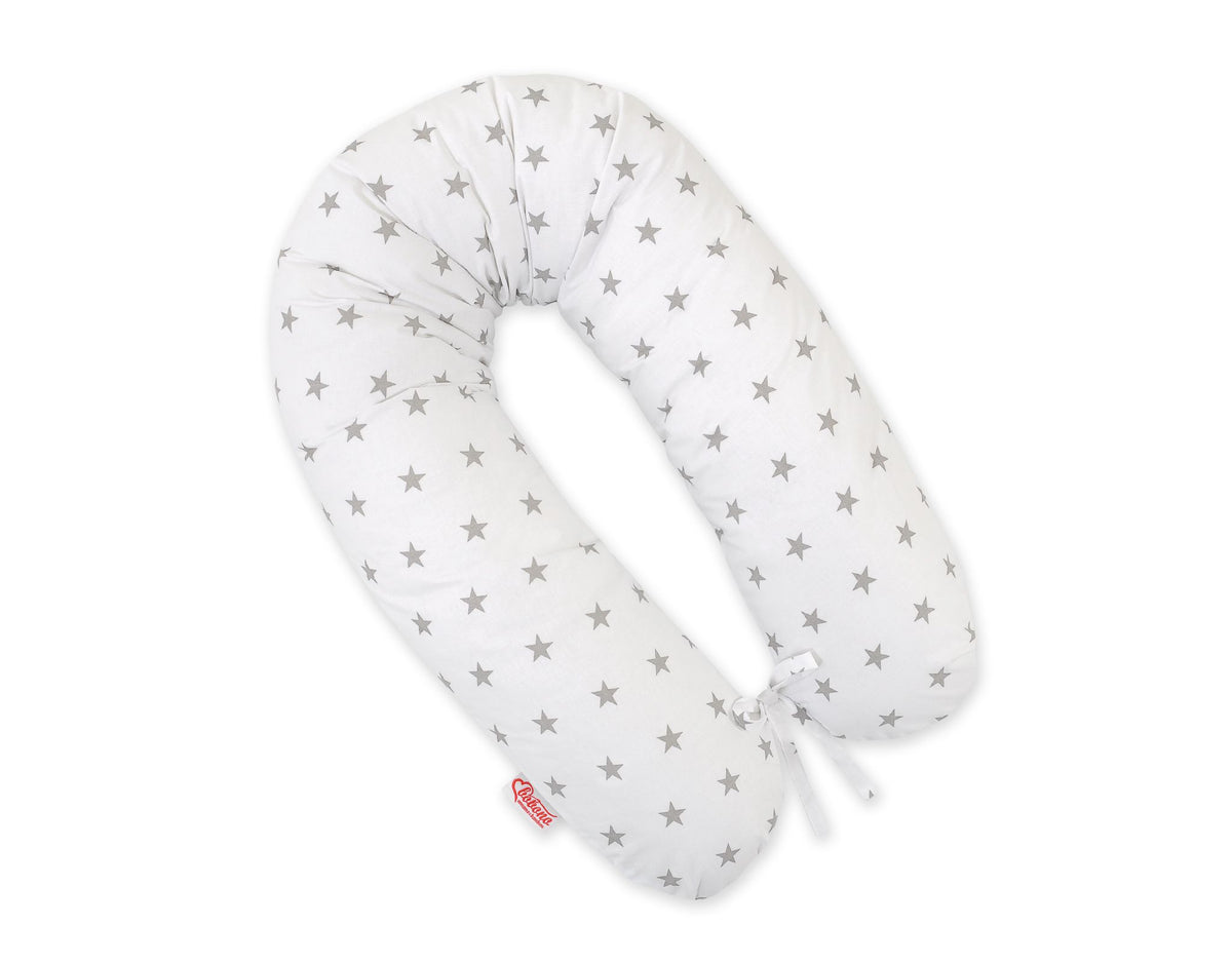 Pregnancy pillow- Longer, removable pillowcase - White with grey stars