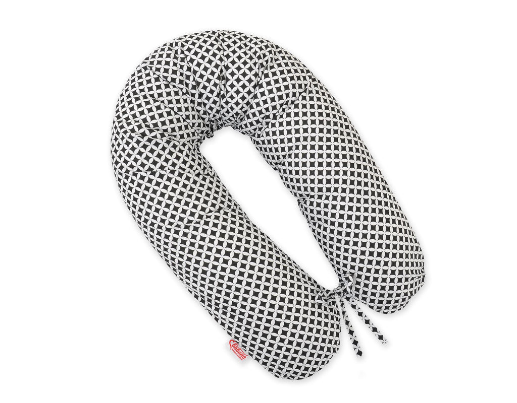 Pregnancy pillow- Longer, removable pillowcase - Black mini-rosette