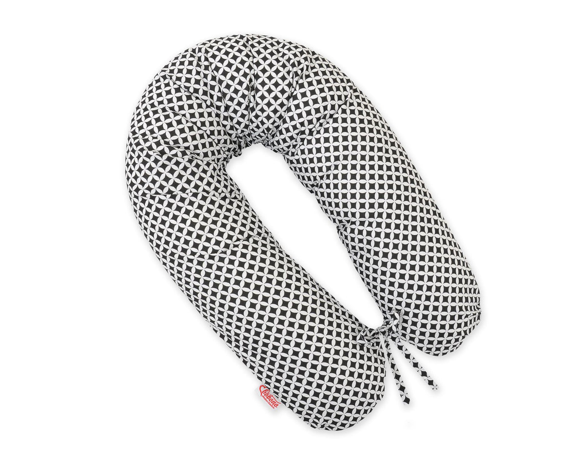 Pregnancy pillow- Longer, removable pillowcase - Black mini-rosette