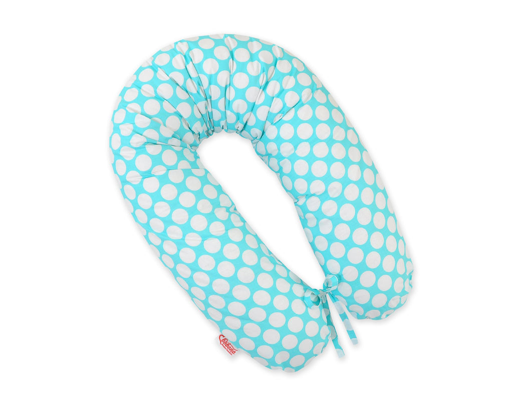 Pregnancy pillow- Longer, removable pillowcase - turquoise with white dots