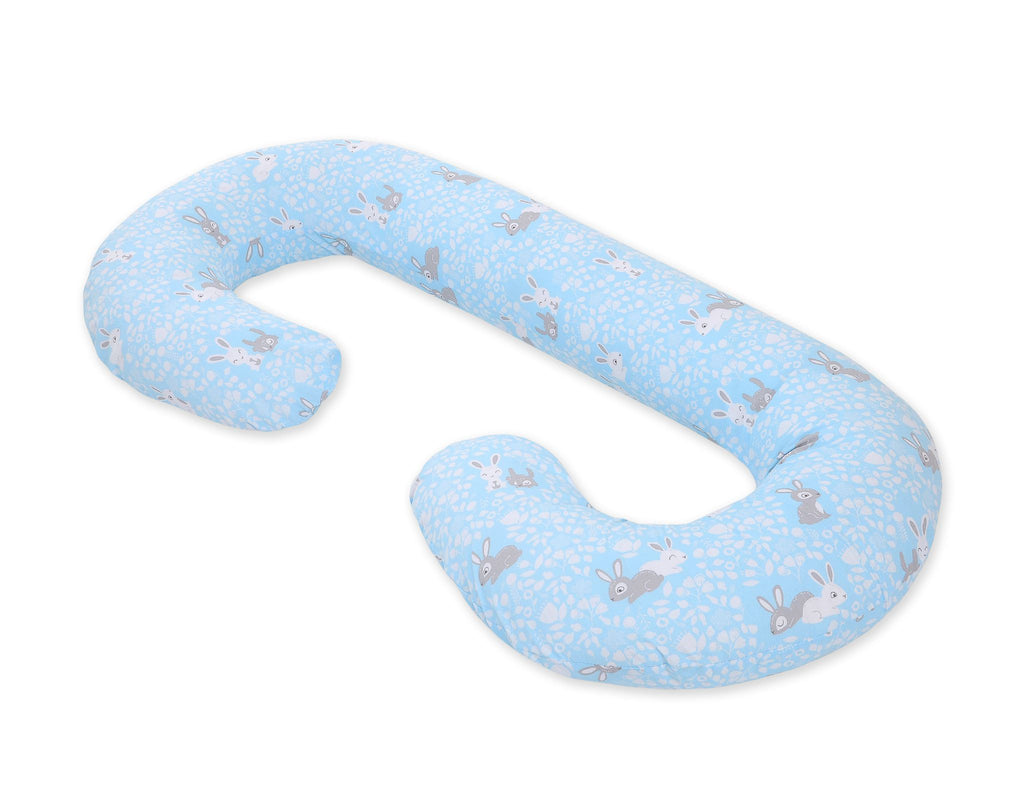 Maternity Support Pillow C, removable pillowcase - Blue rabbits