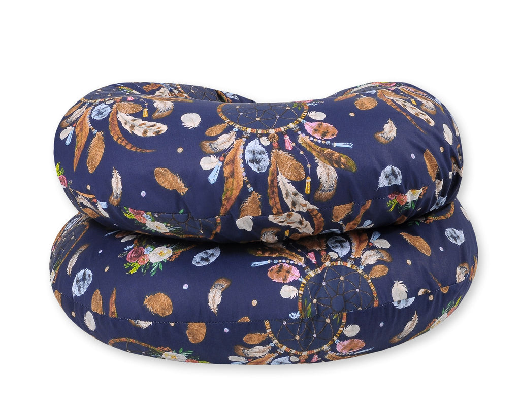Maternity Support Pillow C, removable pillowcase - dream catchers dark blue