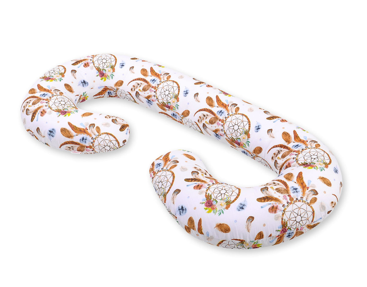 Maternity Support Pillow C, removable pillowcase - dream catchers white