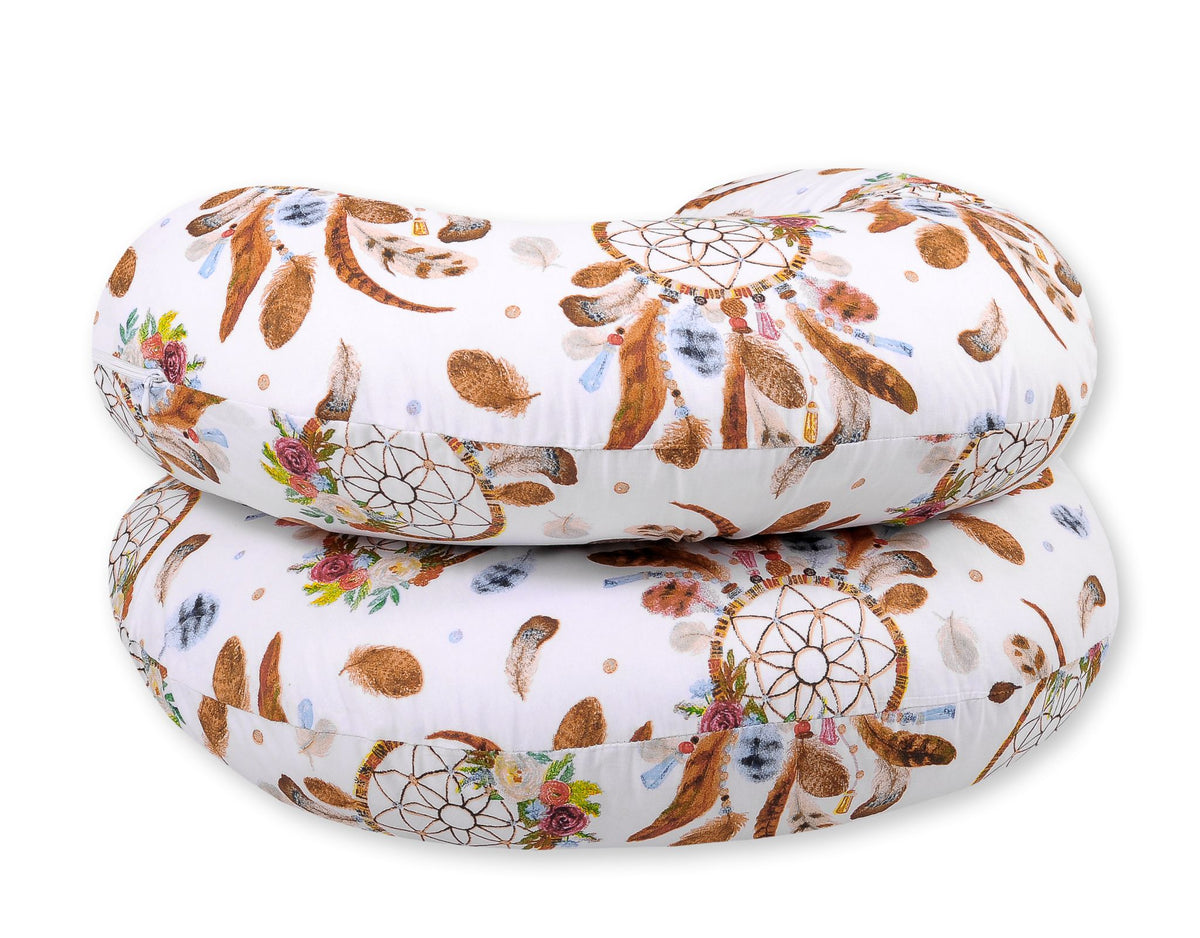 Maternity Support Pillow C, removable pillowcase - dream catchers white