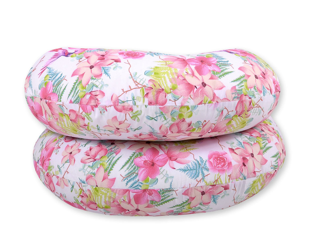Maternity Support Pillow C, removable pillowcase - hummingbirds in flowers