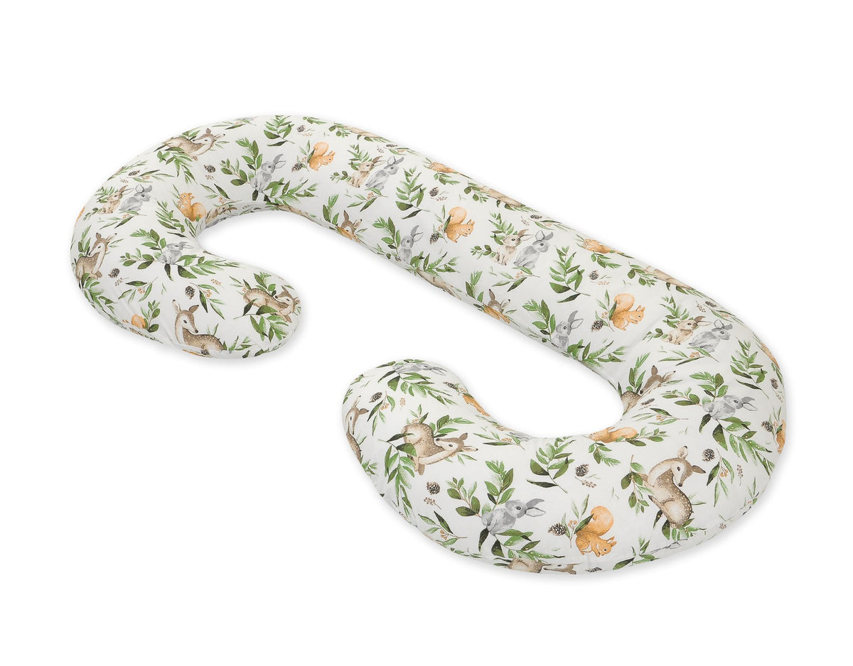 Maternity Support Pillow C, removable pillowcase - Woodland green