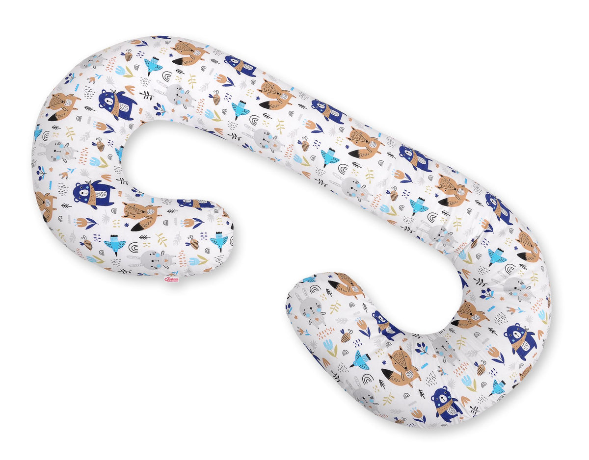 Maternity Support Pillow C, removable pillowcase - navy blue bears