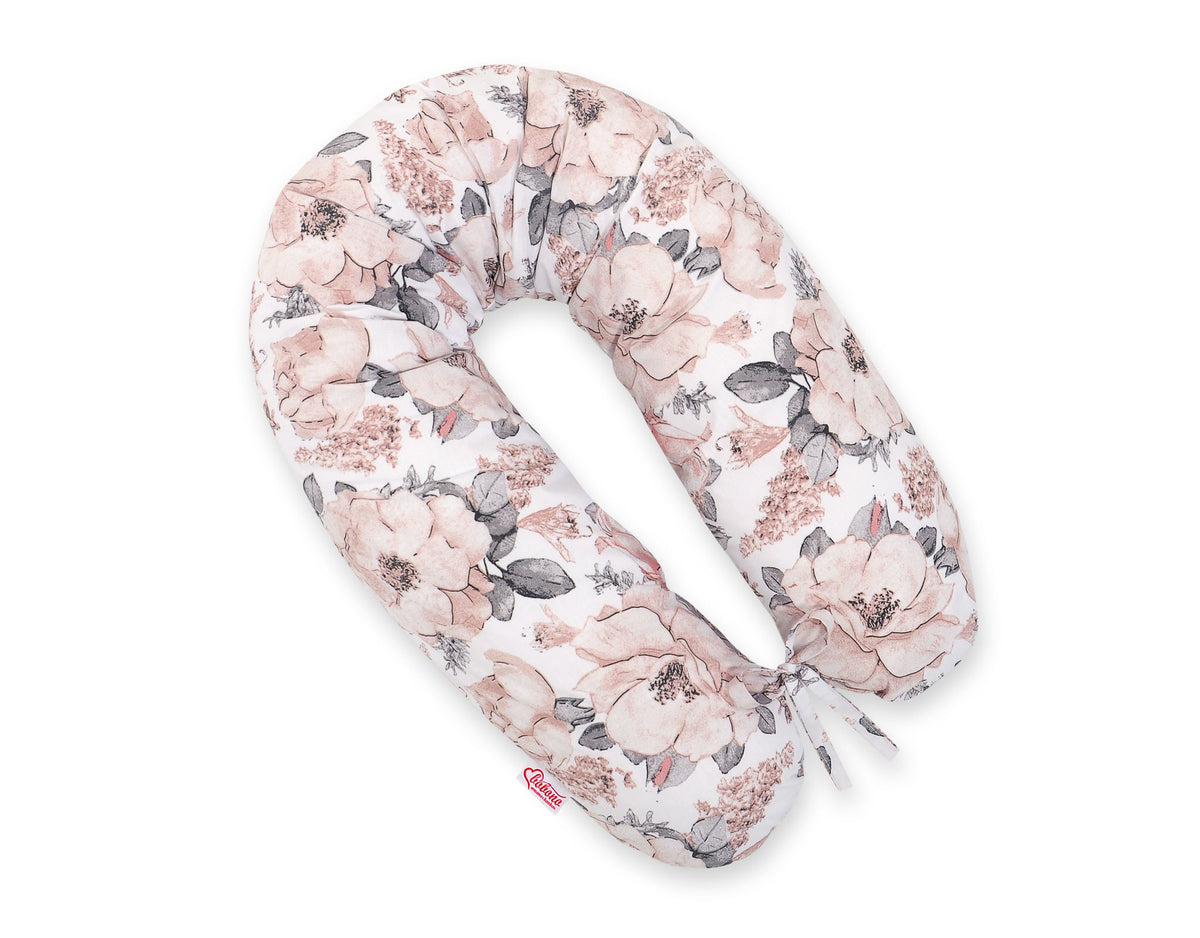 Pregnancy pillow- Longer, removable pillowcase - Sepia roses