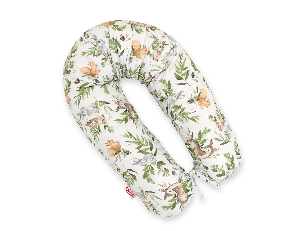 Pregnancy pillow- Longer, removable pillowcase - Woodland green
