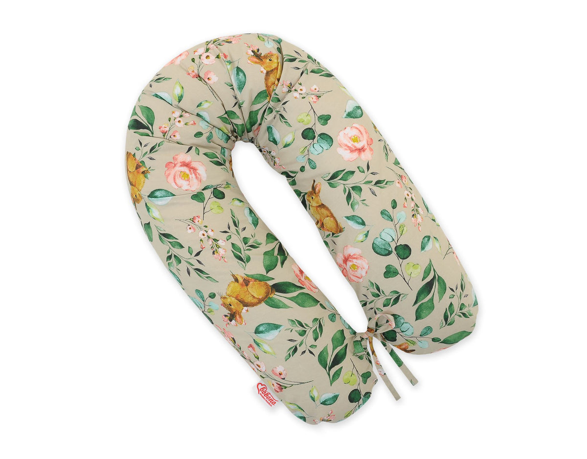 Pregnancy pillow- Longer, removable pillowcase - Rabbit with flowers