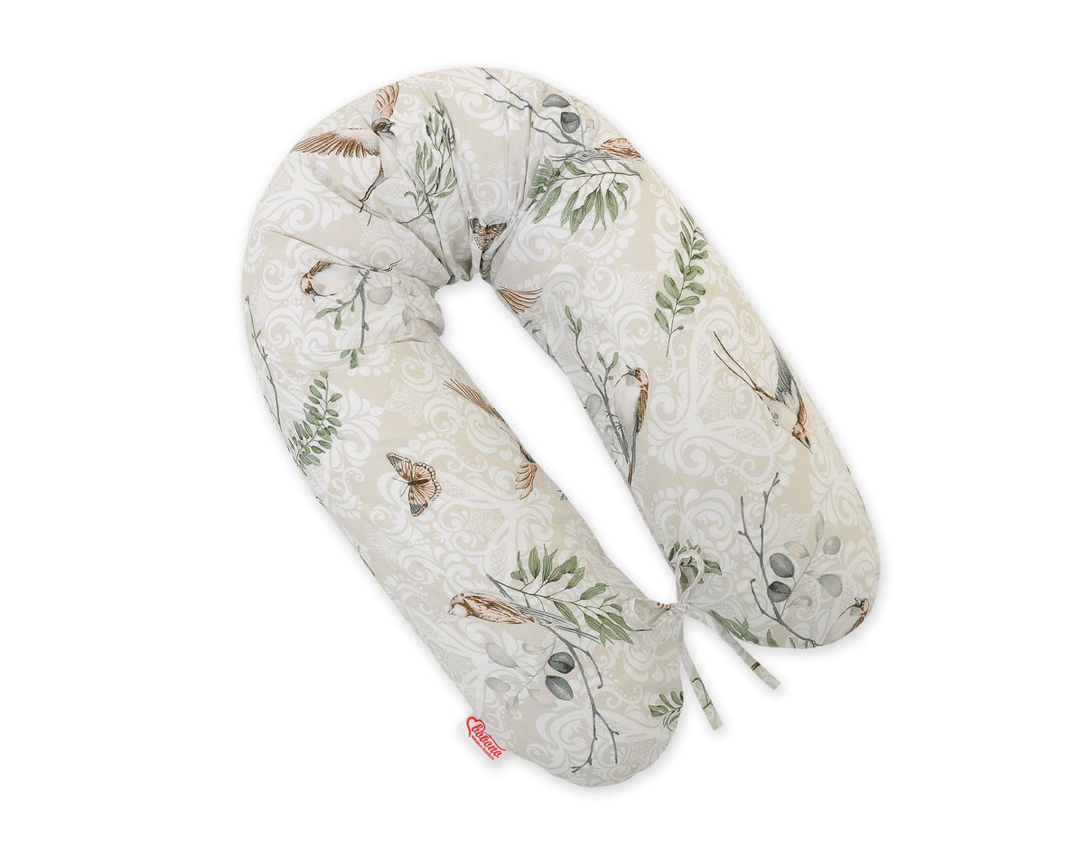 Pregnancy pillow- Longer, removable pillowcase - Brown birds