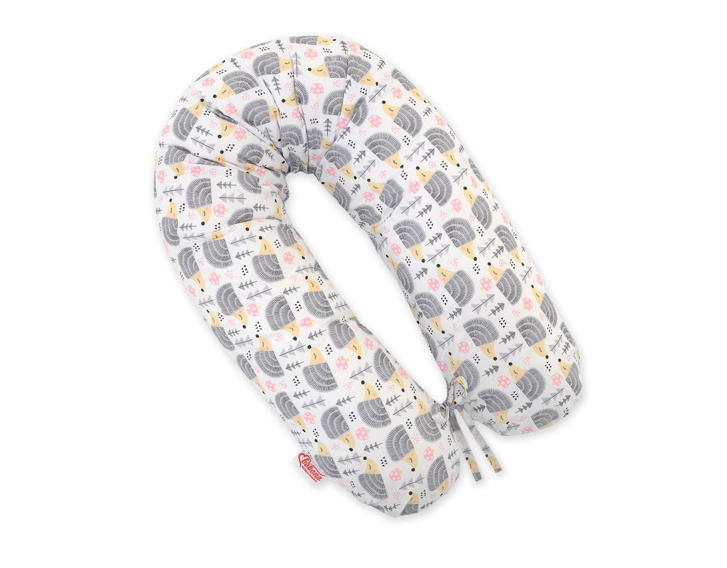 Pregnancy pillow- Longer, removable pillowcase - hedgehogs grey