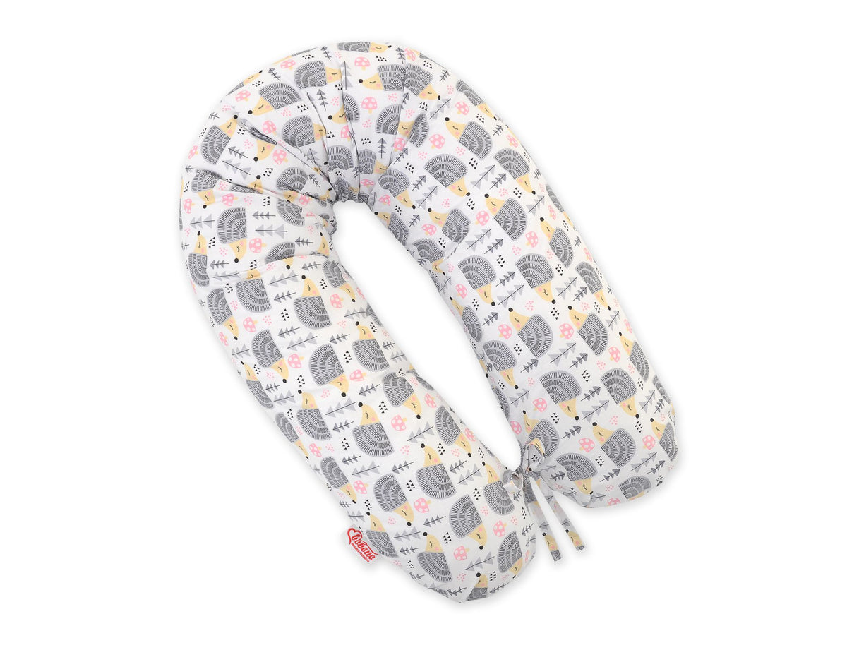 Pregnancy pillow- Longer, removable pillowcase - hedgehogs grey