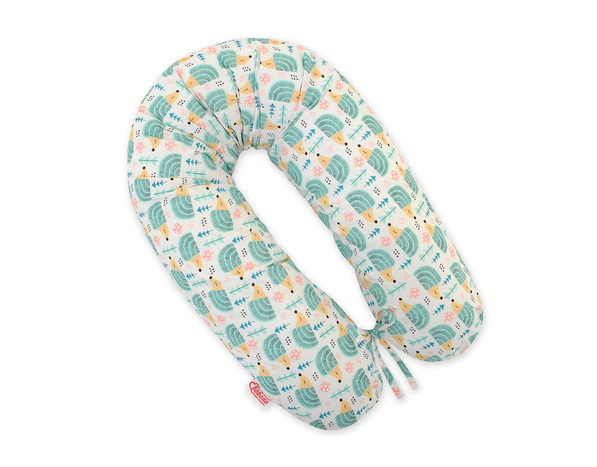 Pregnancy pillow- Longer, removable pillowcase - hedgehogs mint