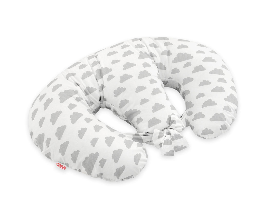 Twin Nursing Pillow – Clouds Gray (Removable, Hands-Free Feeding)