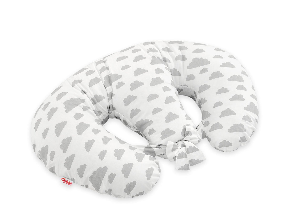 Twin Nursing Pillow – Clouds Gray (Removable, Hands-Free Feeding)