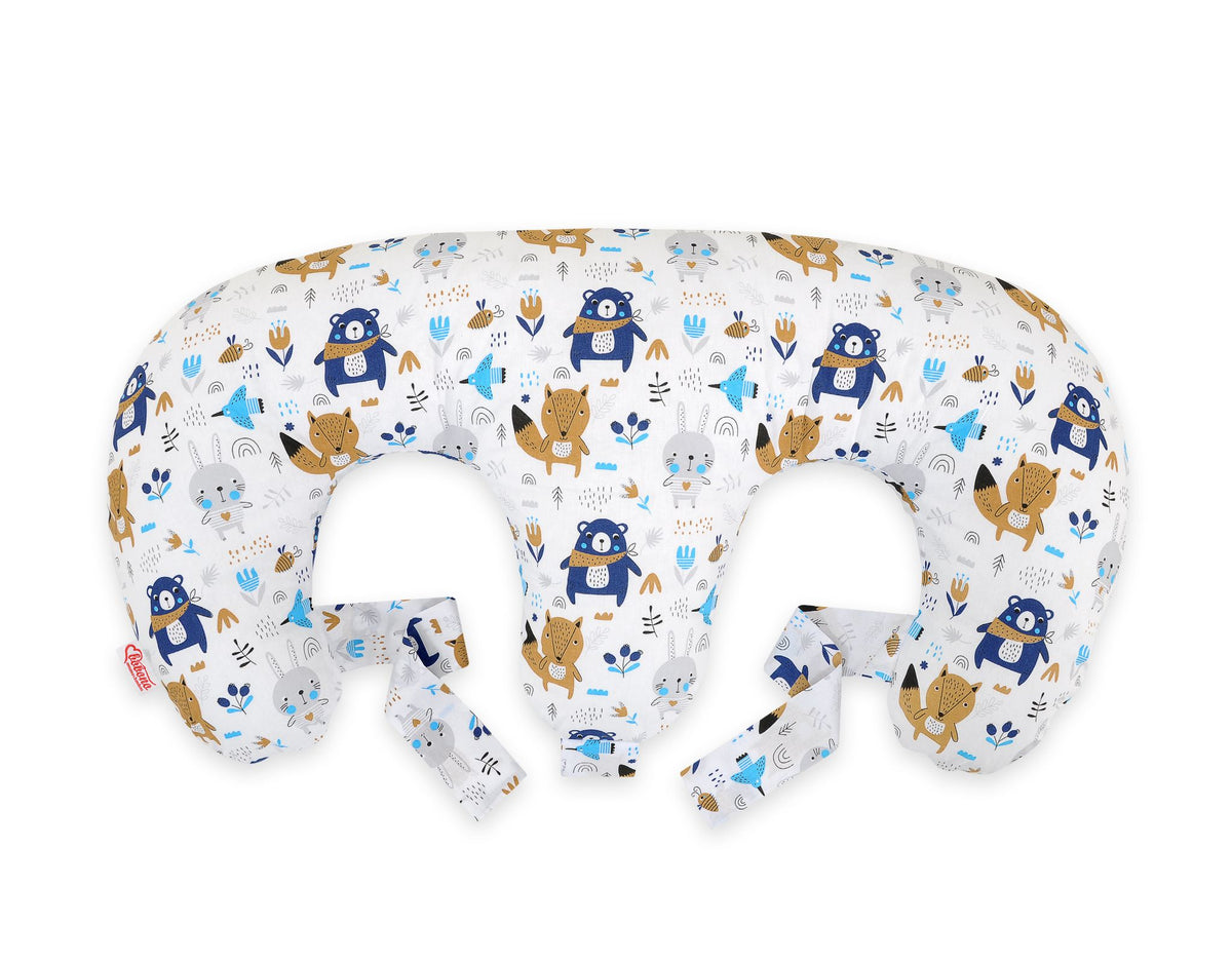 Twin Nursing Pillow – Navy blue bears (Removable, Hands-Free Feeding)