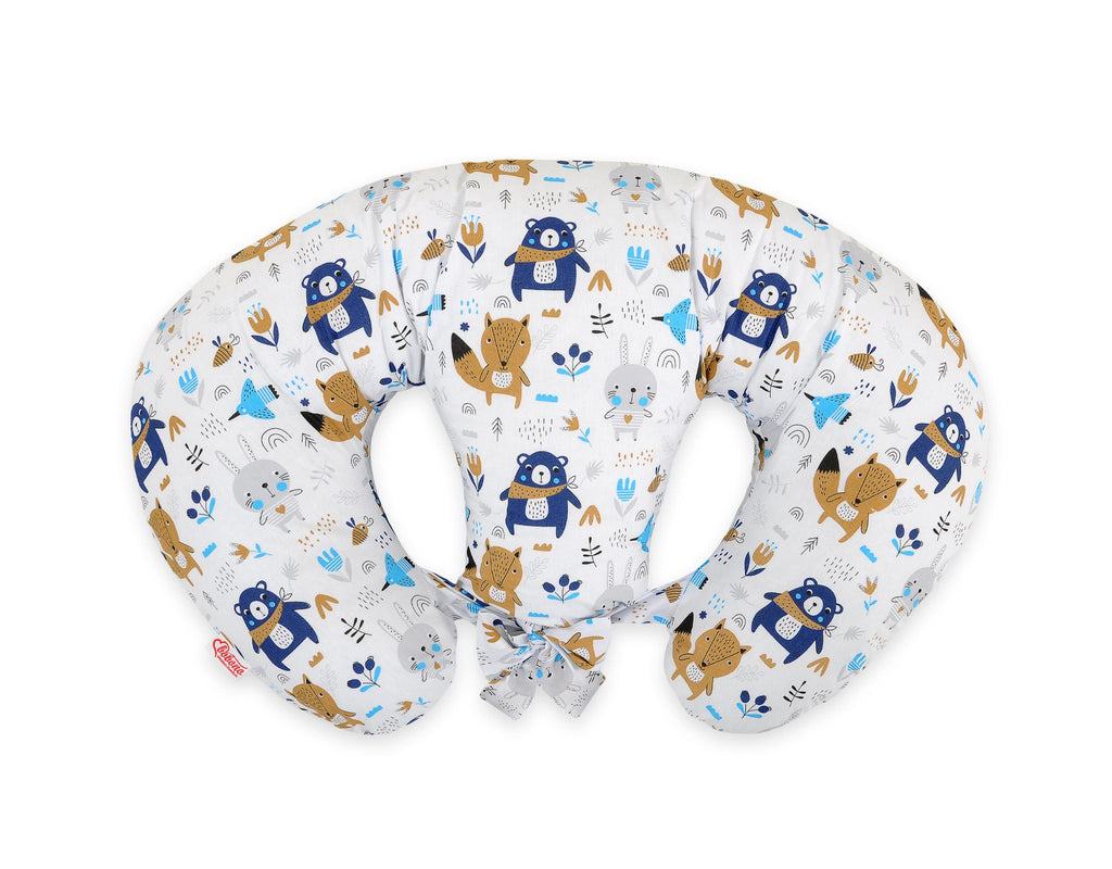 Twin Nursing Pillow – Navy blue bears (Removable, Hands-Free Feeding)