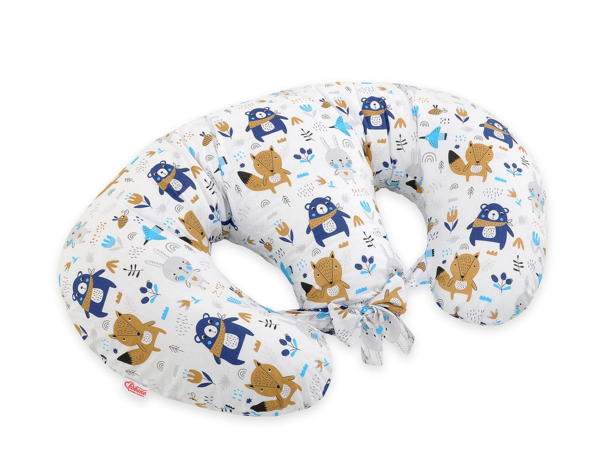 Twin Nursing Pillow – Navy blue bears (Removable, Hands-Free Feeding)