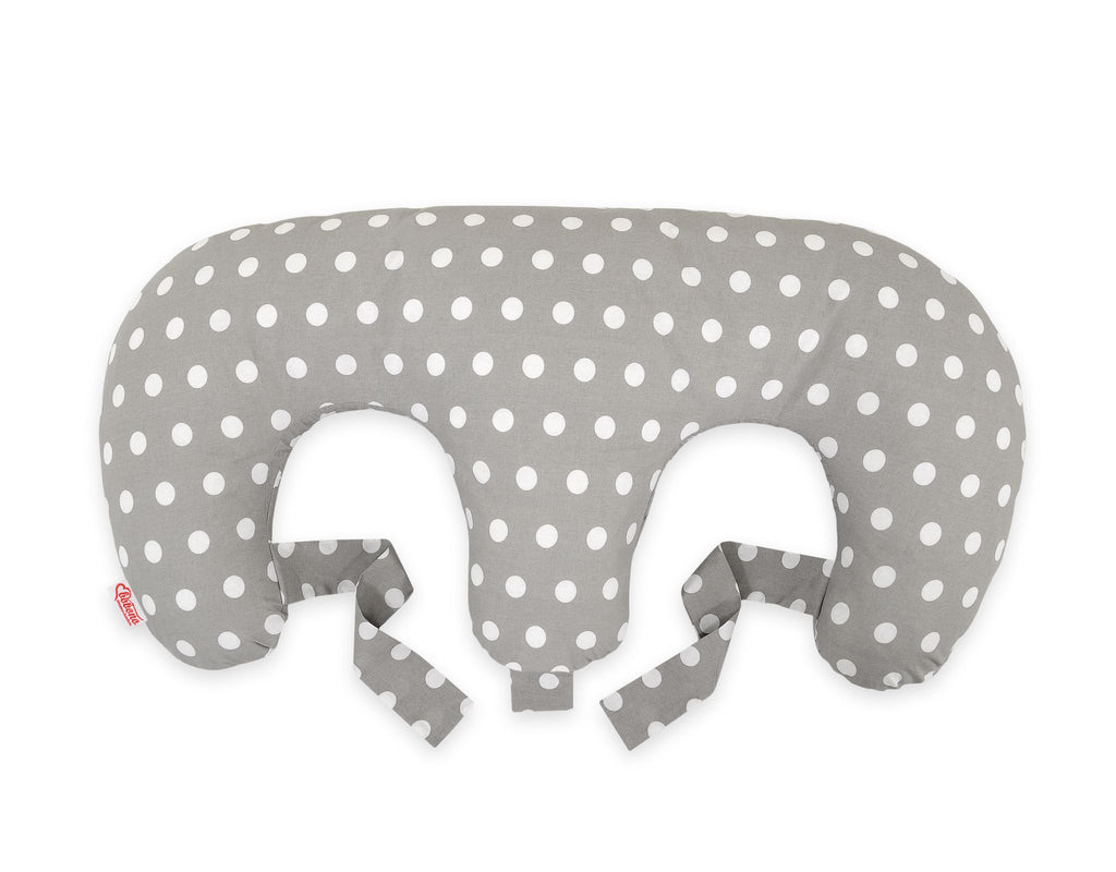 Twin Nursing Pillow – Dots on Gray (Removable, Hands-Free Feeding)