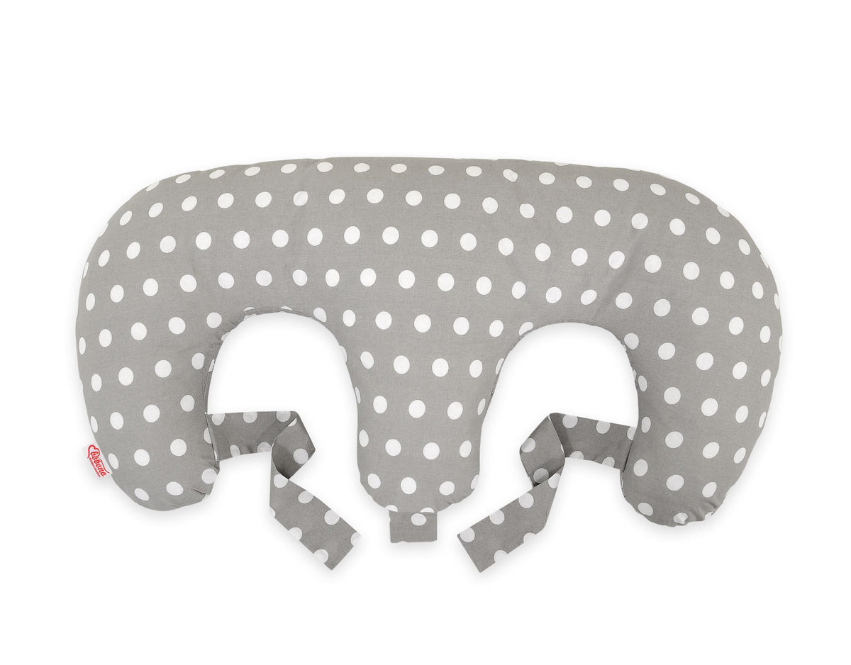 Twin Nursing Pillow – Dots on Gray (Removable, Hands-Free Feeding)