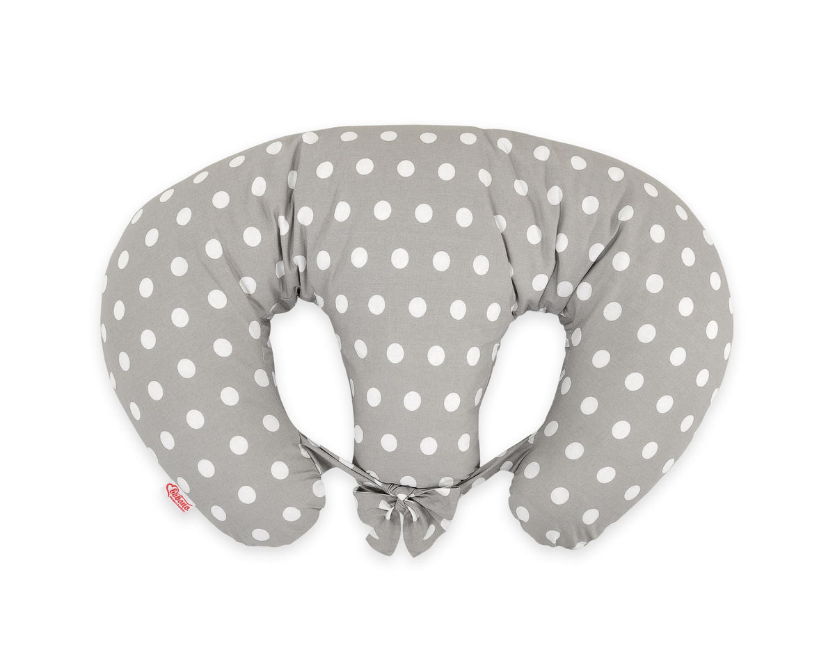 Twin Nursing Pillow – Dots on Gray (Removable, Hands-Free Feeding)