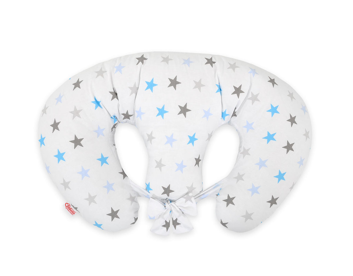 Twin Nursing Pillow – Gray-Blue stars (Removable, Hands-Free Feeding)