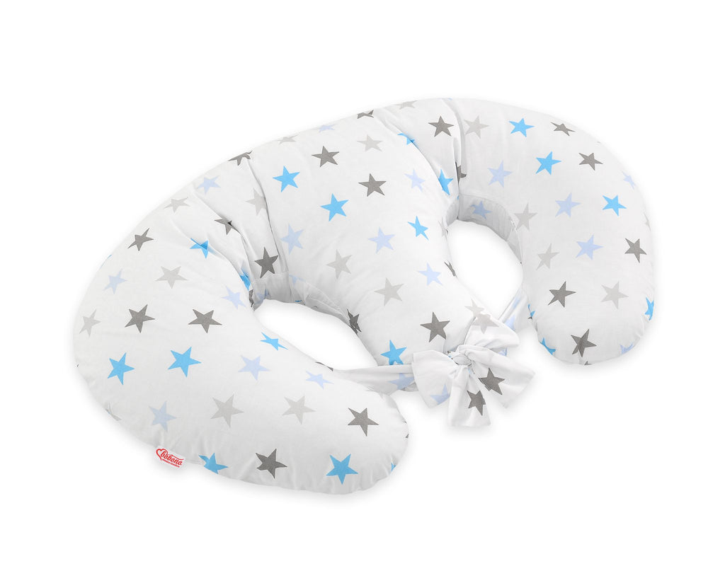 Twin Nursing Pillow – Gray-Blue stars (Removable, Hands-Free Feeding)