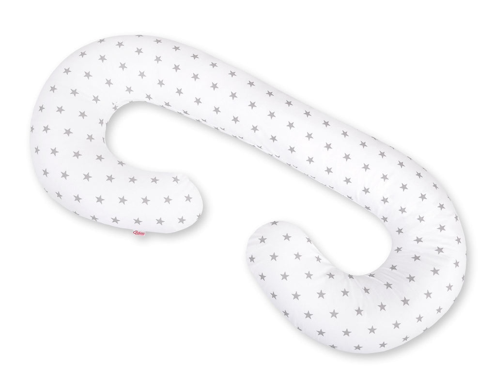 Maternity Support Pillow C, removable pillowcase - white with grey stars