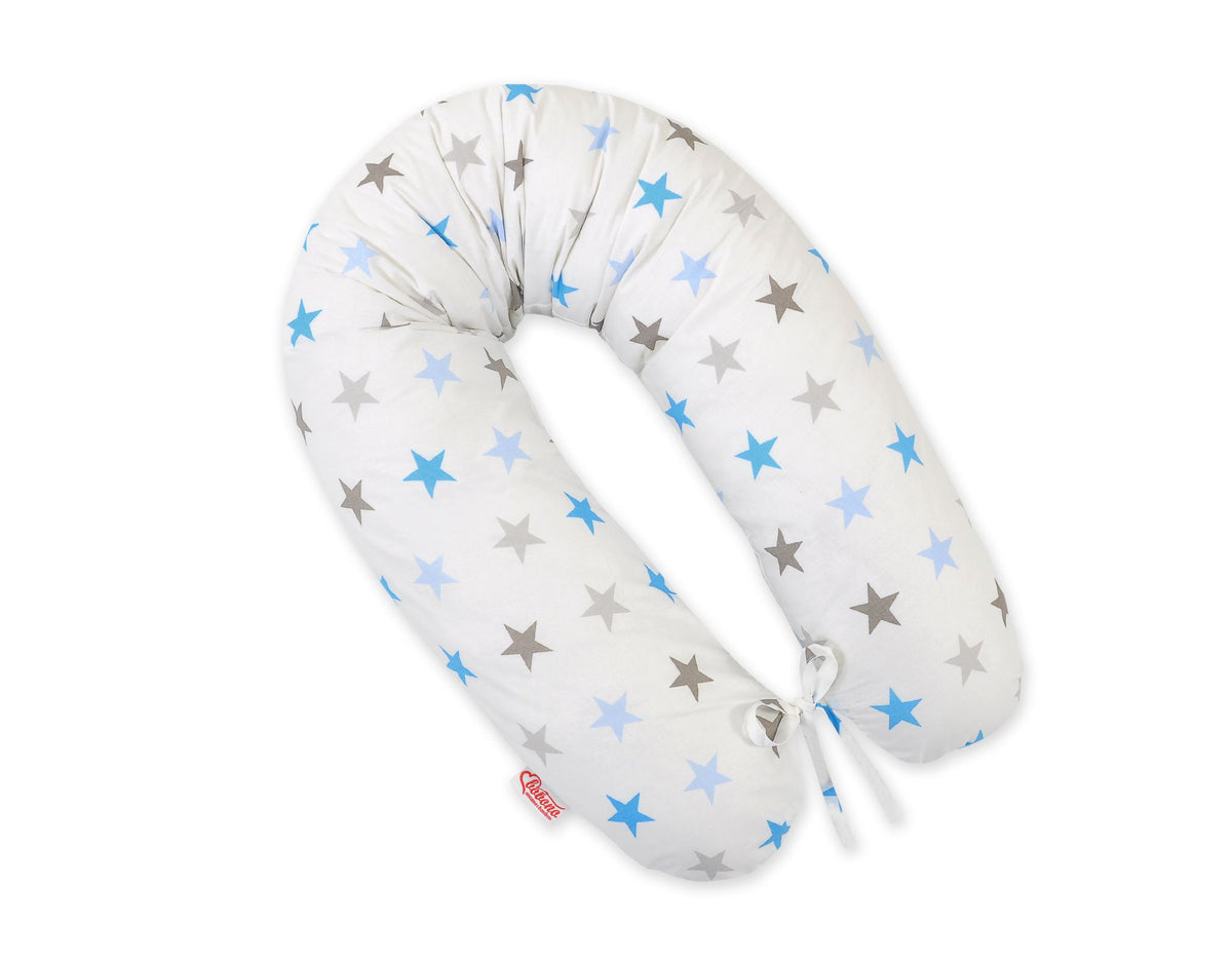 Pregnancy pillow- Longer, removable pillowcase - Grey-blue stars