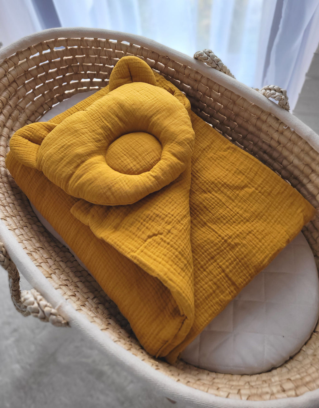 Duvet with pillow Teddy MUSLIN - 2pcs set - honey yellow