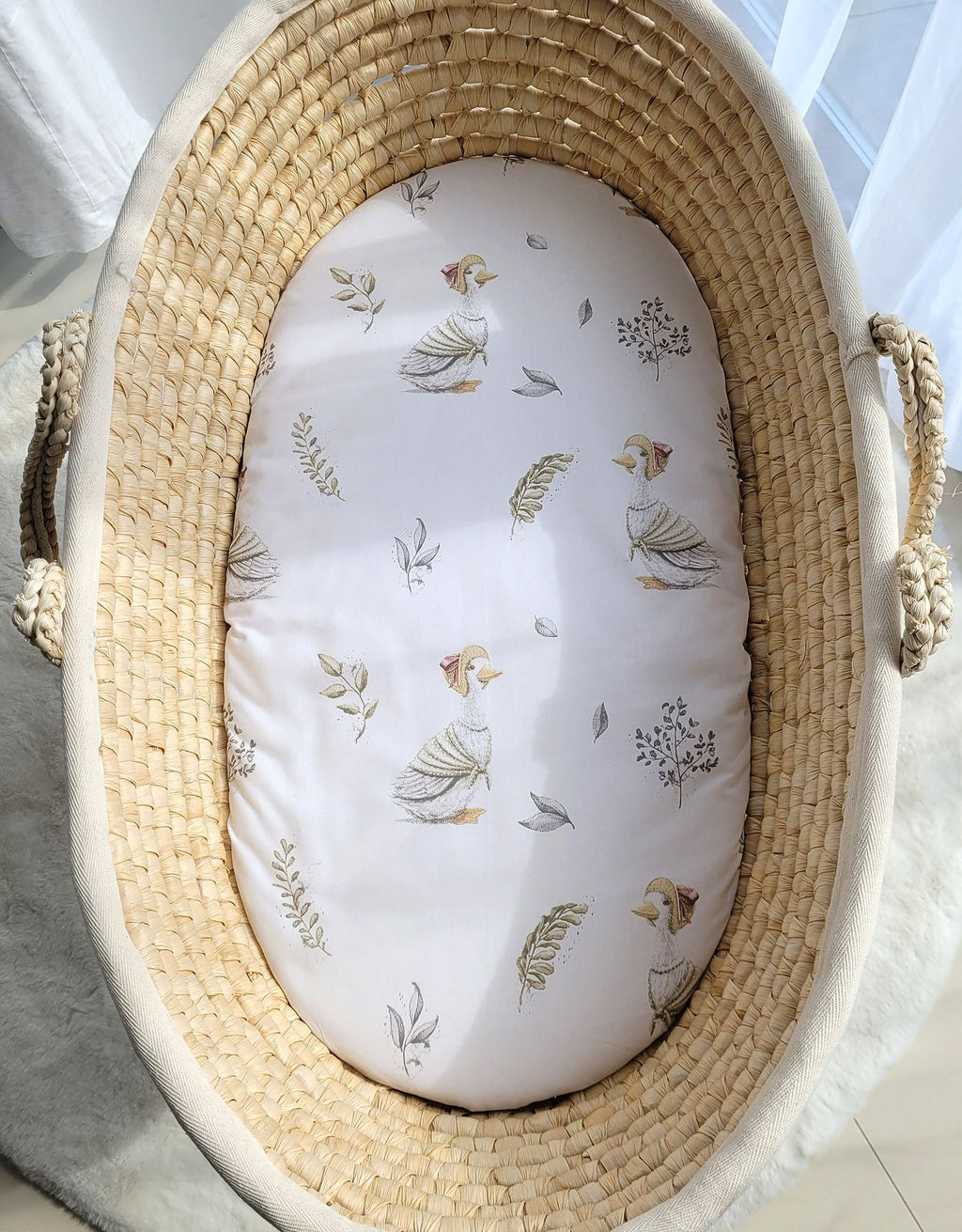 Sheet made of cotton for moses basket mattress 75x35 cm - gooses
